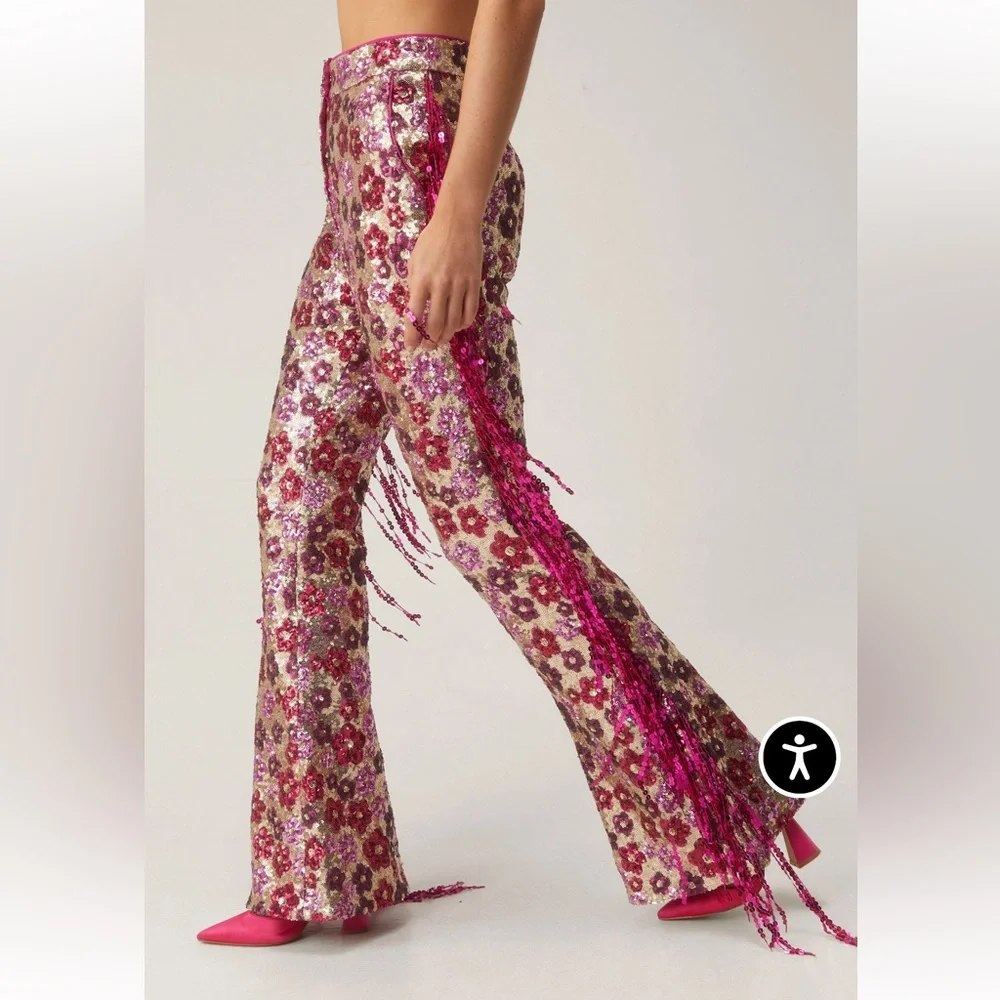 NWT Nasty Gal floral sequin trouser - Picture 3 of 6